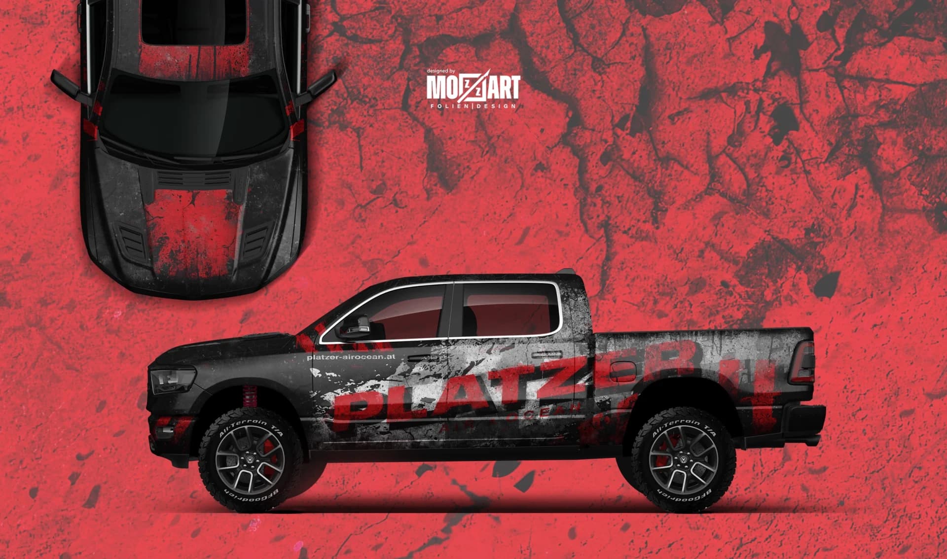 Used-Look Folierung – Dodge Ram für Platzer Transporte